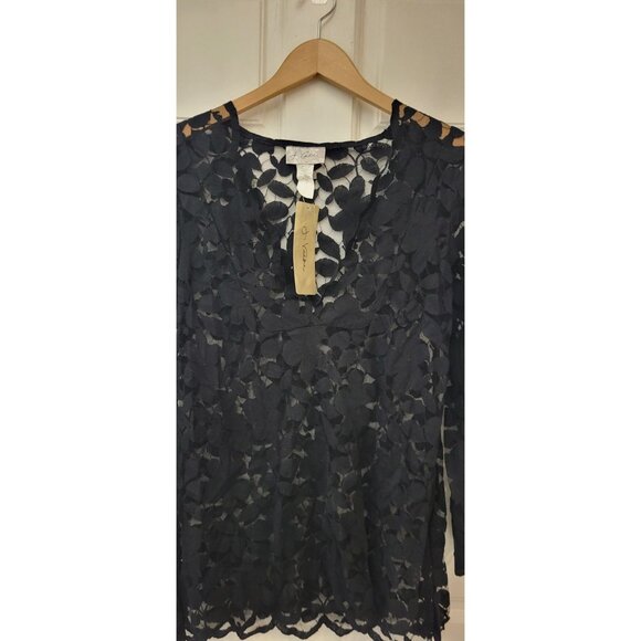 J. Valdi black lace swimsuit coverup eyelet New See through - Picture 5 of 16